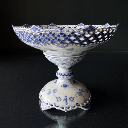 Musselmalet Vollspitze, Seltene große Obstschale auf Fuß Nr. 1/1011, Royal Copenhagen 24cm