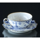 Blue Fluted, Full Lace, Teacup with golden rim, Royal Copenhagen