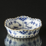 Blau geriffelt, volle Spitze, rund asiatisch 11cm mit GOLD, Royal Copenhagen Nr. 11-1163