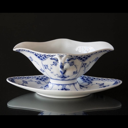 Blue Fluted, Half Lace, Sauce Boat on Fixed Stand, capacity 45 cl., Royal Copenhagen no. 585