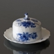 Blå Blomst, svejfet, smør, marmelade krukke med låg og fast underskål nr. 1503