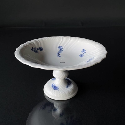 Blue Flower, Curved, Round Cake Dish on high foot