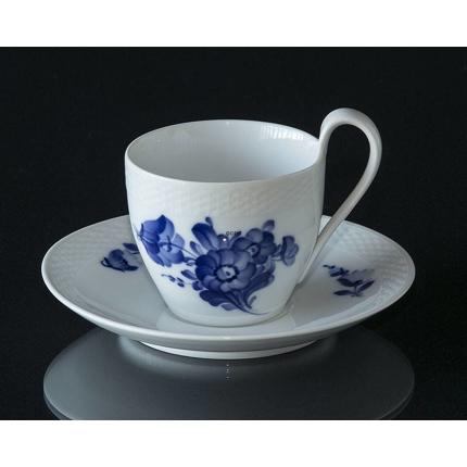 Blaue Blume, glatt, Große Kaffeetasse und Untertasse Nr. 10/8195, Royal Copenhagen