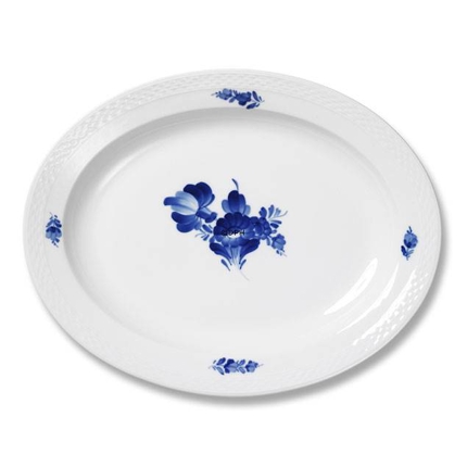 Blå Blomst, flettet, ovalt fad nr. 10/8275, 30 cm, Royal Copenhagen