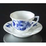 Blue Flower, Angular, Tiny Coffee Cup, Royal Copenhagen Cup Ø6cm H: 4.5cm saucer: Ø 9.8cm