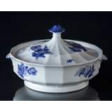 Blue Flower, Angular, roundl Dish with Cover