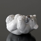 White Polar bear Cub biting its foot figurine, Royal Copenhagen no.21434