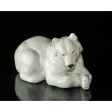 White Polar bear lying down resting, Royal Copenhagen figurine no. 21520