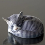 Sovende stribet kat, Royal Copenhagen figur nr. 422 eller 057