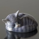 Schlafende Tabby Katze, Royal Copenhagen Figur Nr. 422 oder 057
