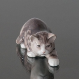 Tabby Cat tiptoeing,Royal Copenhagen figurine