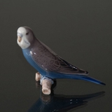 Blue Budgerigar, parakeet on branch, Bing & Grondahl bird figurine or 457