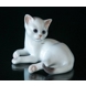 White Kitten, lying down, Bing & Grondahl cat figurine no. 2504 or 504