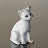 Weißes Kätzchen, sitzend, Royal Copenhagen Katzenfigur