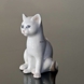 Siddende hvid kattekilling, Royal Copenhagen kattefigur nr. 505