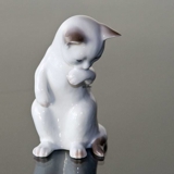 Weißes Kätzchen stehend, Bing & Gröndahl Katze Figur Nr. 2506