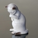 Weißes Kätzchen stehend, Bing & Gröndahl Katze Figur Nr. 2506 oder 506