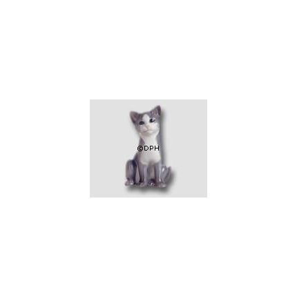 Siddende grå kattekilling, Bing & Grøndahl kattefigur nr. 2515 eller 515