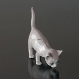 Graues Kätzchen, Schwanz oben, Bing & Gröndahl Katze Figur Nr. 2517