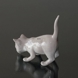 Graues Kätzchen, Schwanz oben, Bing & Gröndahl Katze Figur Nr. 2517 oder 517