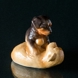 Golden Retriever and rottweiler puppies playing, Royal Copenhagen dog figurine no. 746