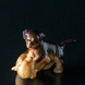 Golden Retriever and rottweiler puppies playing, Royal Copenhagen dog figurine no. 746