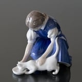 Only one Drop, Girl with Cat drinking milk, Bing & Grondahl figurine no. 1745
