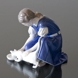 Only one Drop, Girl with Cat drinking milk, Bing & Grondahl figurine no. 1745 or 421