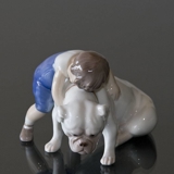 Unconditional Love - Two Friends, Boy with Bulldog, Bing & grondahl figurine no. 1790