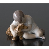 Boy with Dog, True Friendship, Bing & grondahl figurine no. 1951