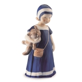 Else with Teddy bear, girl standing, Royal Copenhagen figurine