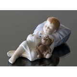 Jens sleeping, sleeping boy with his teddy bear, Royal Copenhagen figurine