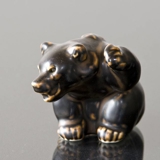 Bear Cub paw raised for attack, Royal Copenhagen stoneware figurine no. 21433
