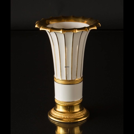 Royal Copenhagen White Hetsch vase with gold