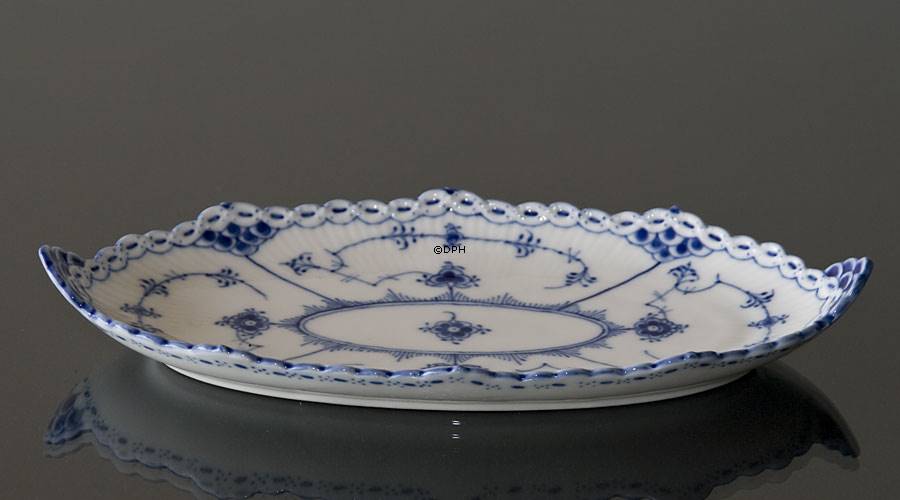 Blue Fluted, Half Lace, oval Pickle Dish no. 1/613 or 349, Royal