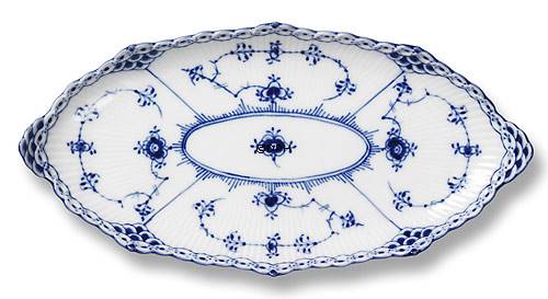 Blue Fluted, Half Lace, oval Pickle Dish no. 1/613 or 349, Royal