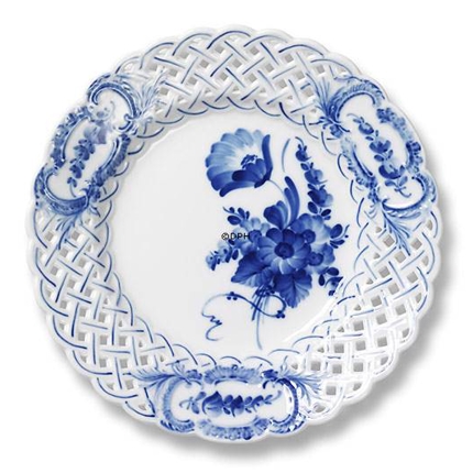 Blue Flower, Curved, Cake Dish with openwork no. 10/1637 or 636, Royal Copenhagen ø21cm