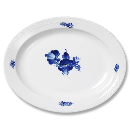Blå Blomst, flettet, ovalt fad nr. 10/8017 eller 375, Royal Copenhagen 37cm