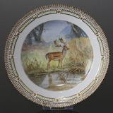 Fauna Danica jagtstellet flad tallerken, med hjort, Royal Copenhagen