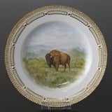 Fauna Danica flad tallerken med bison, Royal Copenhagen