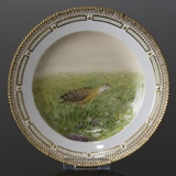 Fauna Danica Jagtstellet, Fugle flad tallerken, med agerhøne, Royal Copenhagen