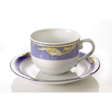 Magnolia, Blue with Gold, expresso Coffee Cup ø 7cm and Saucer  no. 060 + 061,capacity 16 cl, Royal Copenhagen