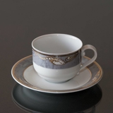Magnolia, Grå med Guld, Kaffe kop og underkop, indhold 19 cl, Royal Copenhagen