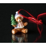 Figurine Ornament 2002, Teddy Bear with Christmas Tree, Royal Copenhagen