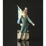 Lisbeth Carl Larsson Figurine, Girl Standing with Swedish flag, Royal Copenhagen figurine