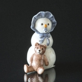 Schneemann Junge mit Teddy, Royal Copenhagen Winter Figur