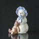 Snowman Boy with Teddy, Royal Copenhagen winter figurine no. 019