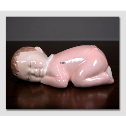 Sovende baby, Pige, Royal Copenhagen figur nr. 025