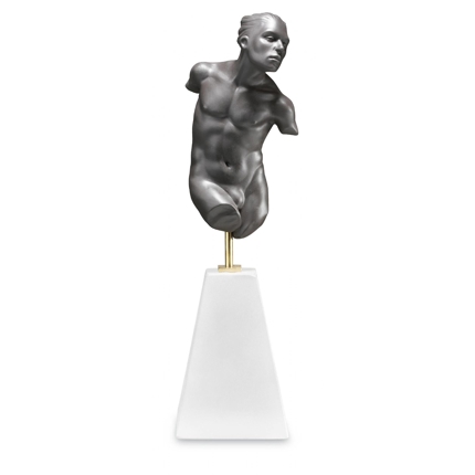 Black Torso Sculpture, Adonis, male, Royal Copenhagen bisquit figurine no. 076