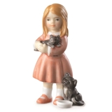 Girl standing with cat, mini figurine Royal Copenhagen